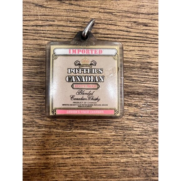Potter's Canadian Blended Canadian Whiskey Keychain Bottle Tag Vintage - Picture 1 of 3